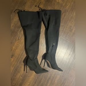 NWOT Good American Black Thigh High Black 4” Boots  - Women’s 9